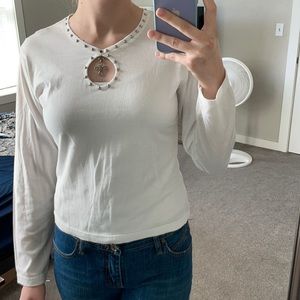 Gordon James White Long Sleeve Top, Size M